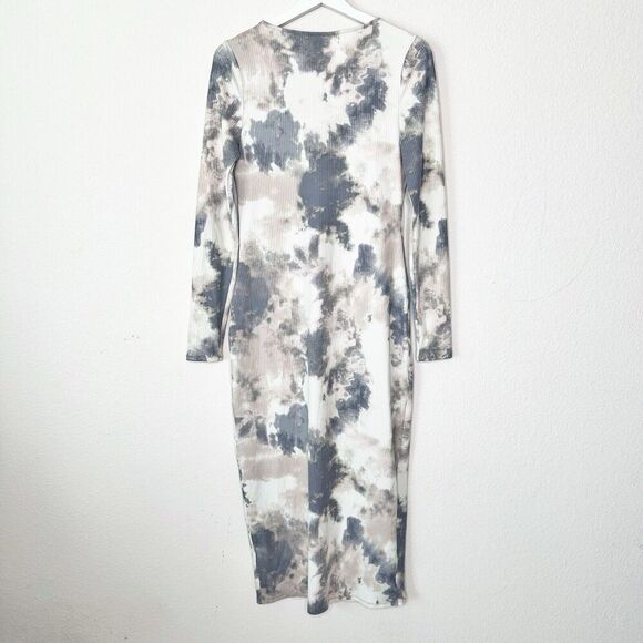 Fourteenth Place Tie Dye Long Sleeve Button Down Ribbed Midi Dress S - Picture 7 of 11